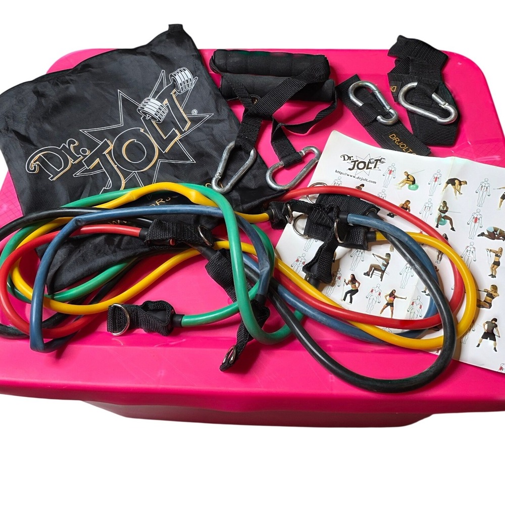 Dr Jolt Resistance Band Set Home Gym Workout Kit with Handles Ankle Straps Bag‎